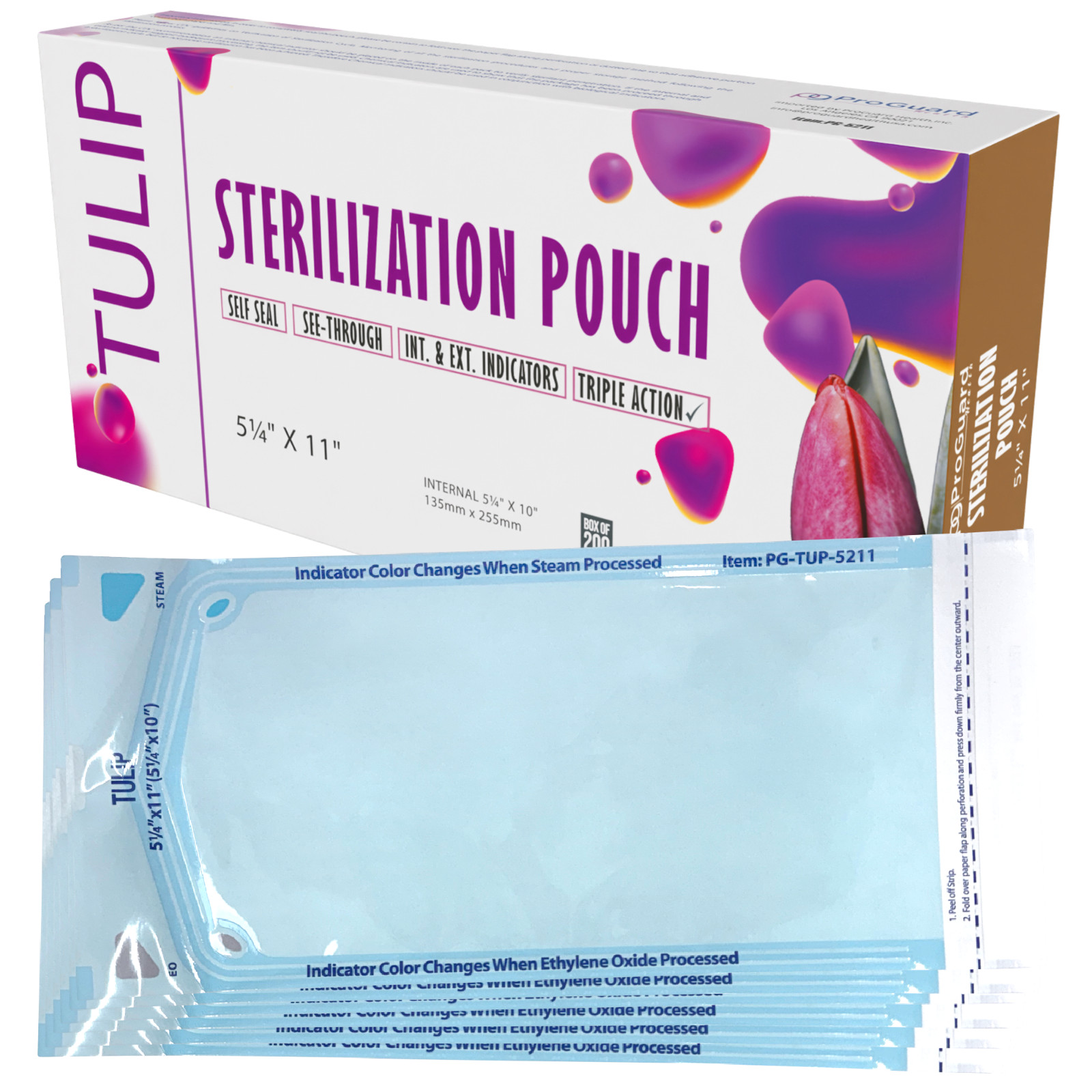 2,000 5.25″ x 10″ Self-Sealing Sterilization Pouches Nail Bags Autoclave TULIP
