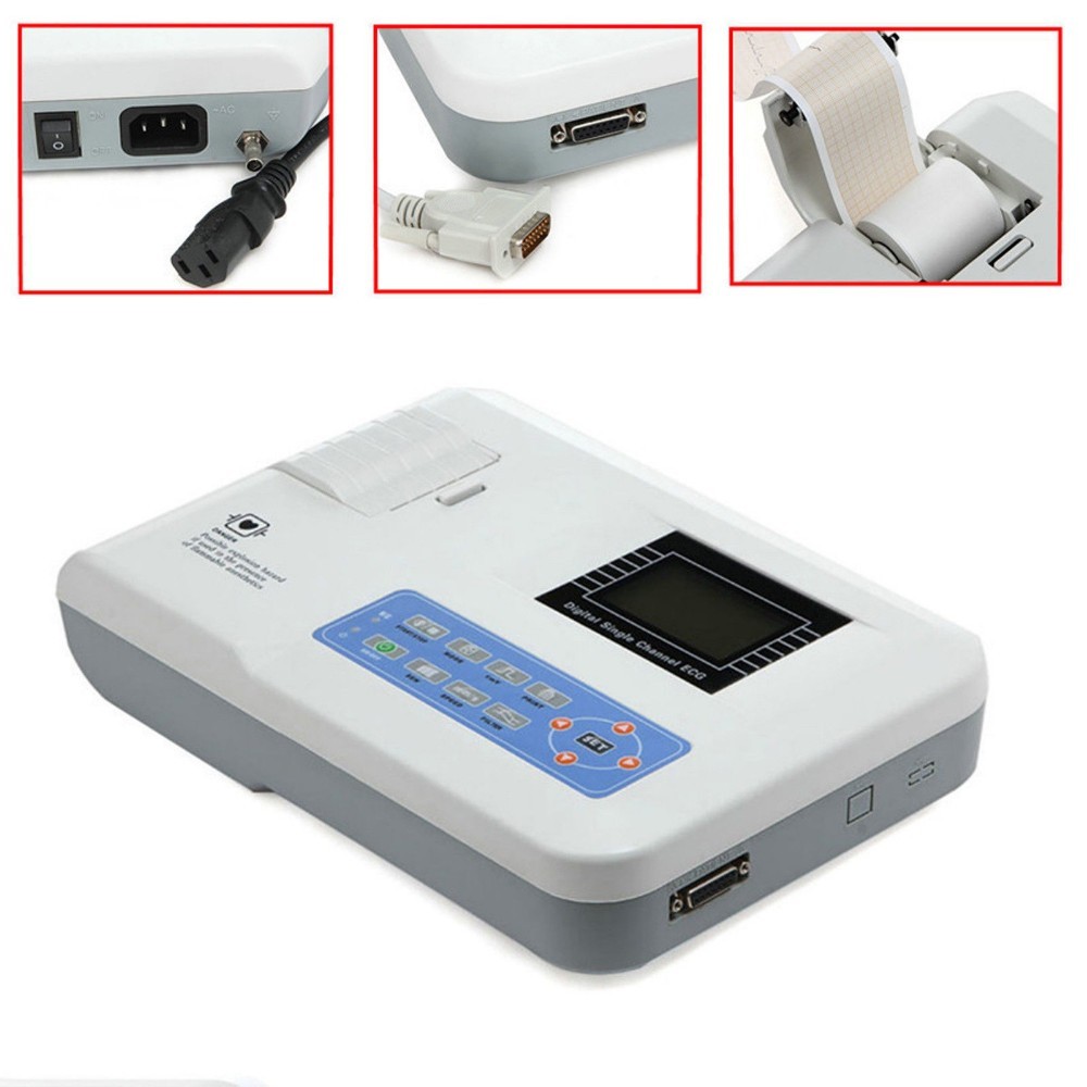 Medical 1-Channel 12-Lead Digital EKG Machine –Electrocardiograph + Carrying Bag