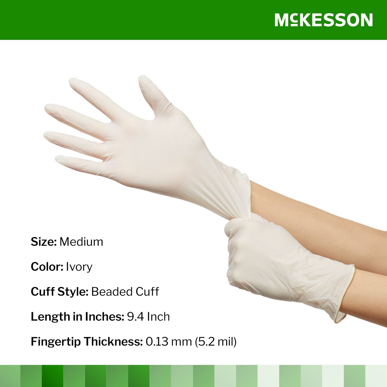 McKesson Confiderm Latex Exam Glove Standard Cuff Length MEDIUM 100 per Box