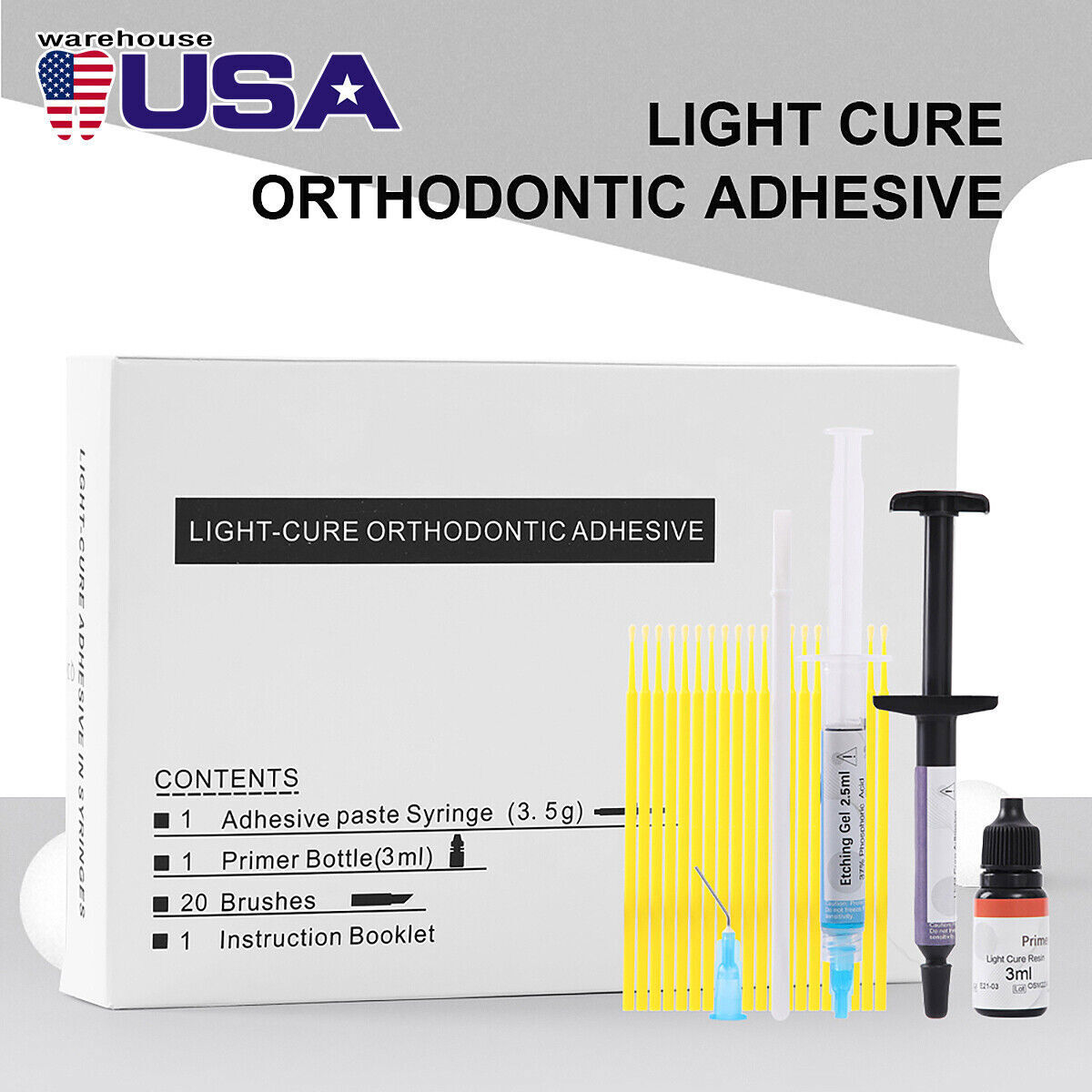 Dental Orthodontic Light Cure Bracket Braces Glue Bonding Resin/Etching Gel