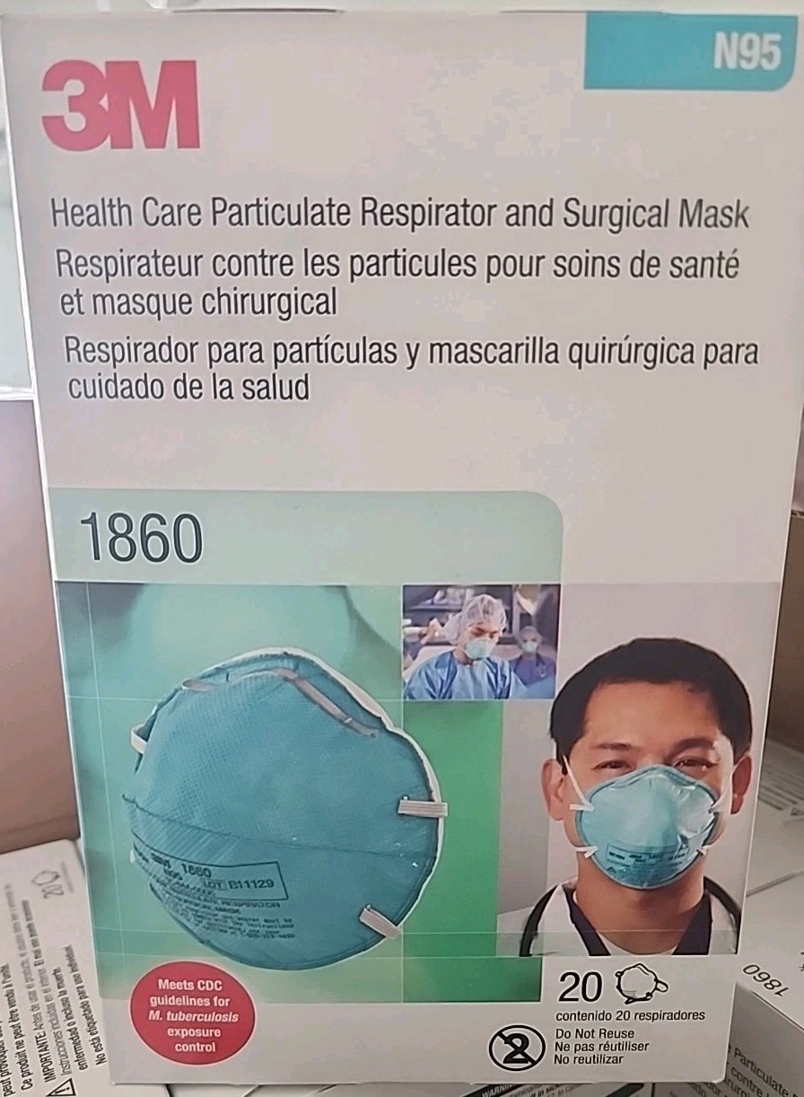 3M™ 1860 N95 Adult Face Mask Particulate Respirator – 1 Case – 6 Boxes – QTY 120