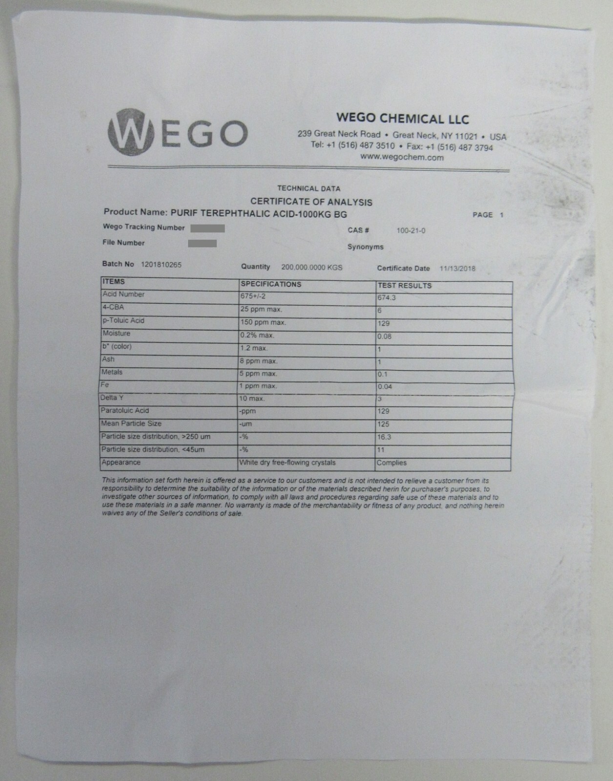 NEW 10 lbs Purified Terephthalic Acid PTA 4500g WEGO Chemical TPA TA 100-21-0
