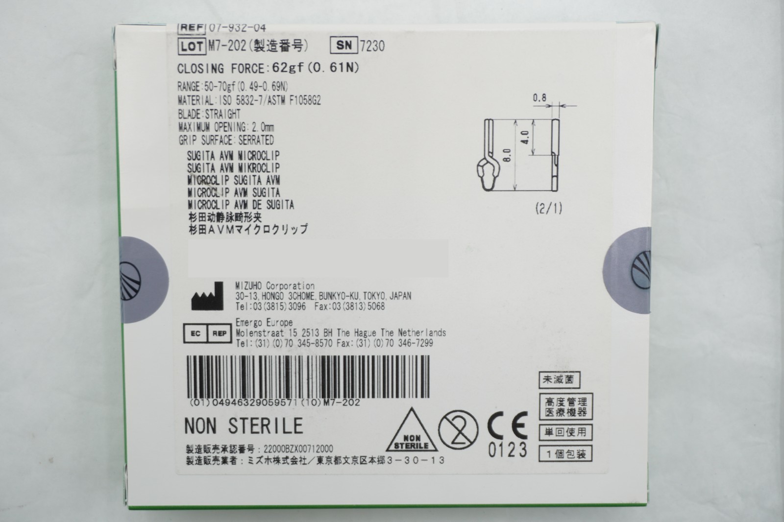 MIZUHO Japan SUGITA AVM MICROCLIP 07-932-04
