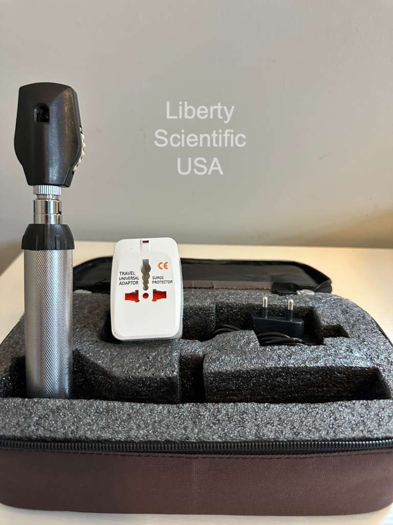Direct Ophthalmoscope 3.5V LED Diagnostic Set w/ Charger & Case Liberty USA