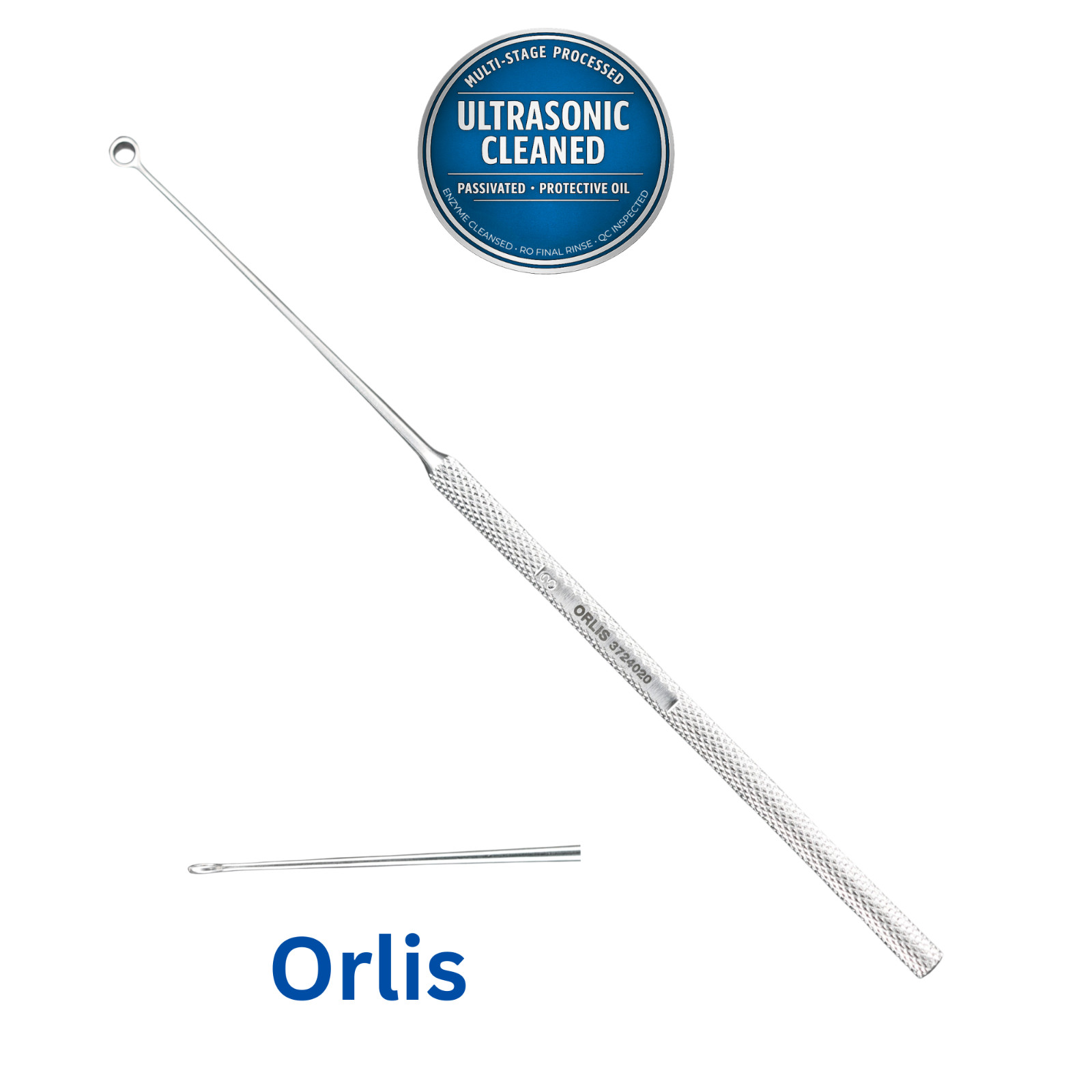 Orlis 3724020 Buck Ear Curette, Blunt, Size 3, 3mm Wide Jaw, Straight, 5-7/8″