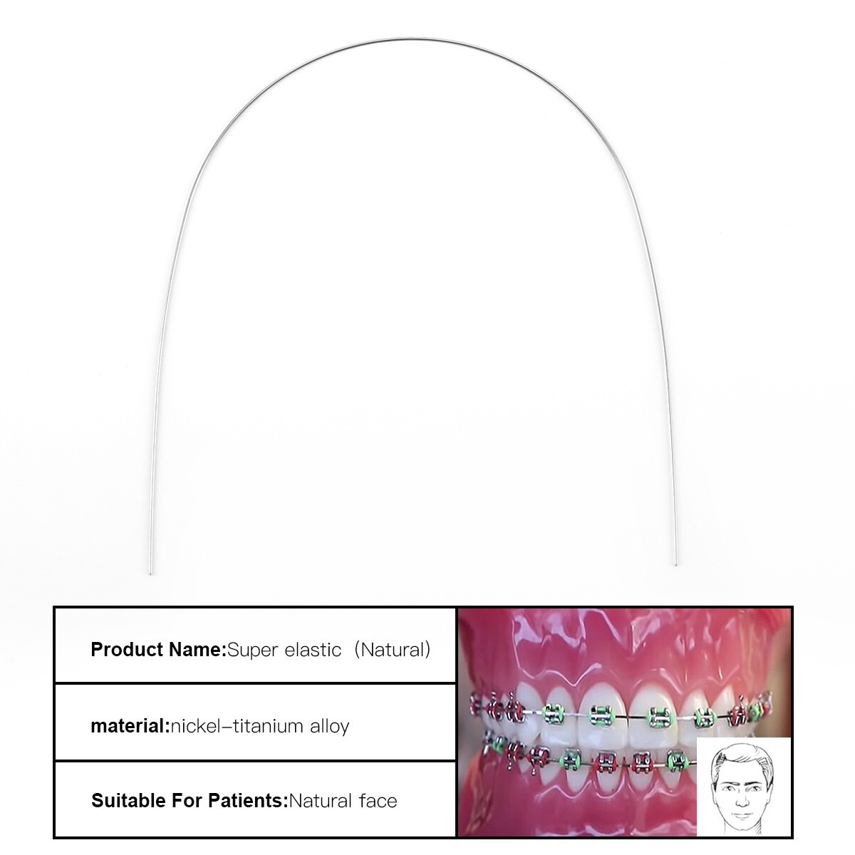 AZDENT Dental Ortho Bracket Braces Mini Roth.022 Hook 345/Arch Wire Nature Round