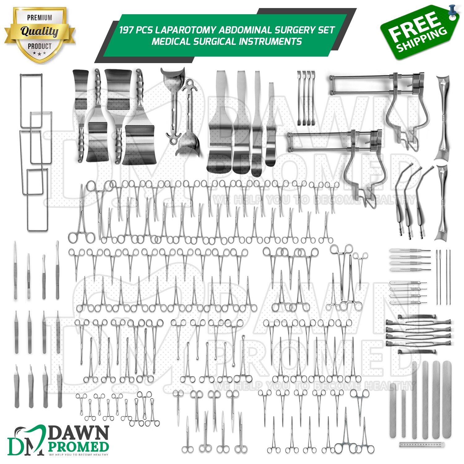 197 Pcs Laparotomy Abdominal Surgery Set Medical Surgical Instruments German Gr