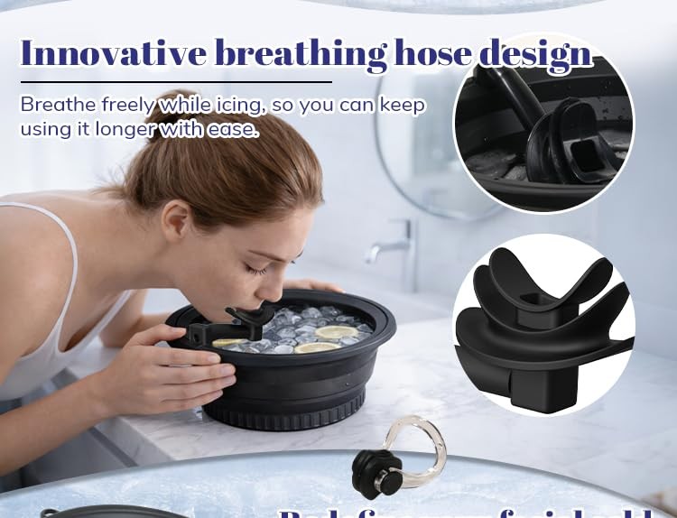 Face Ice Bath Bowl with Breathing Tube – Silicone for Black