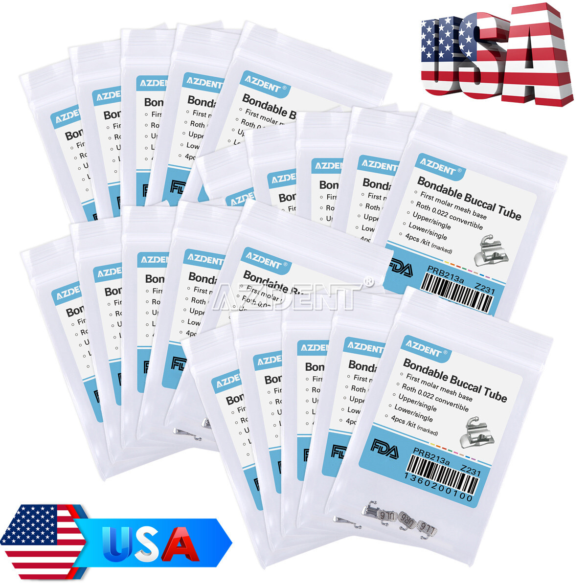 AZDENT Dental Orthodontic 1st Molar Buccal Tube Bondable Convertible Roth .022
