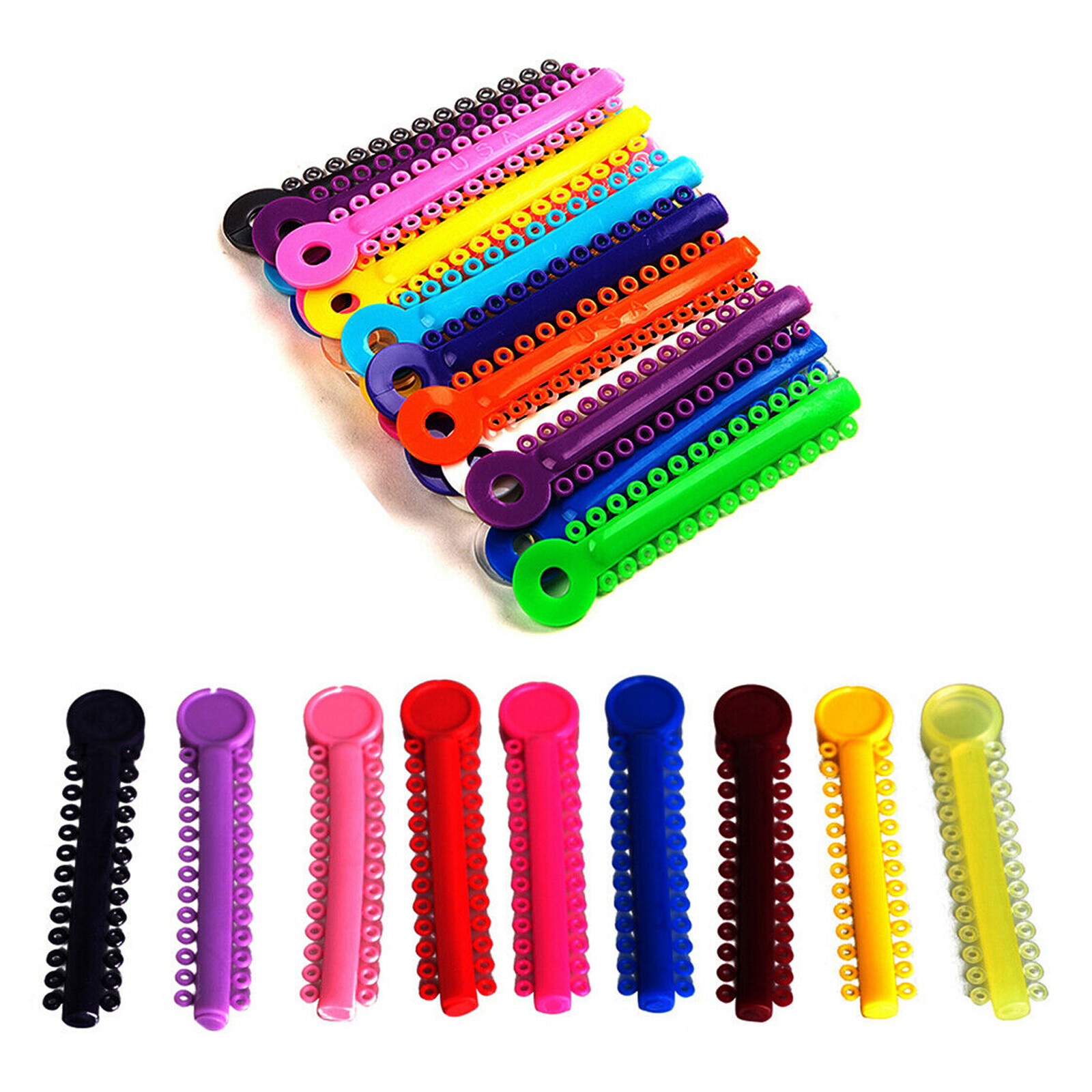 1040pcs Dental Orthodontic Ligature Ties Braces Elastic Rubber Bands Mixed Color