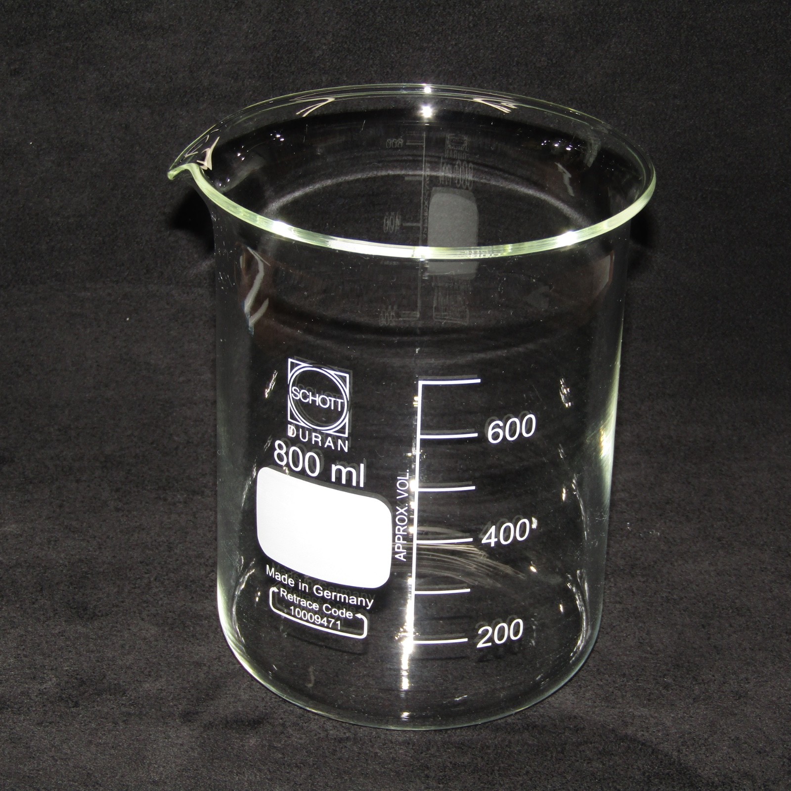 Schott Duran 800 mL Capacity Laboratory Borosilicate Glass Beaker