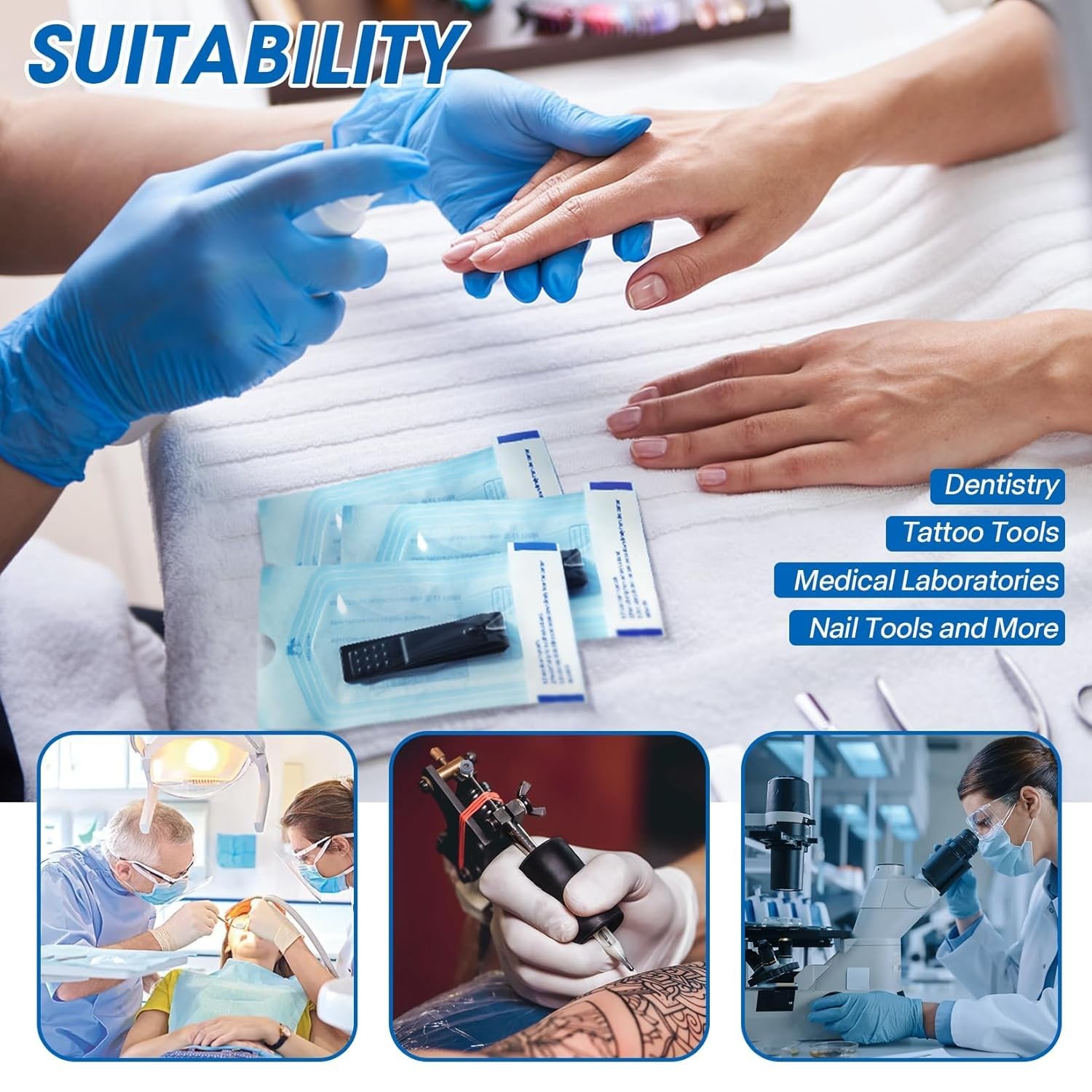 Sterilization Pouches- 5.25 ” x 10 ” Dental Medical Self Seal Pouch Bag 1000pcs