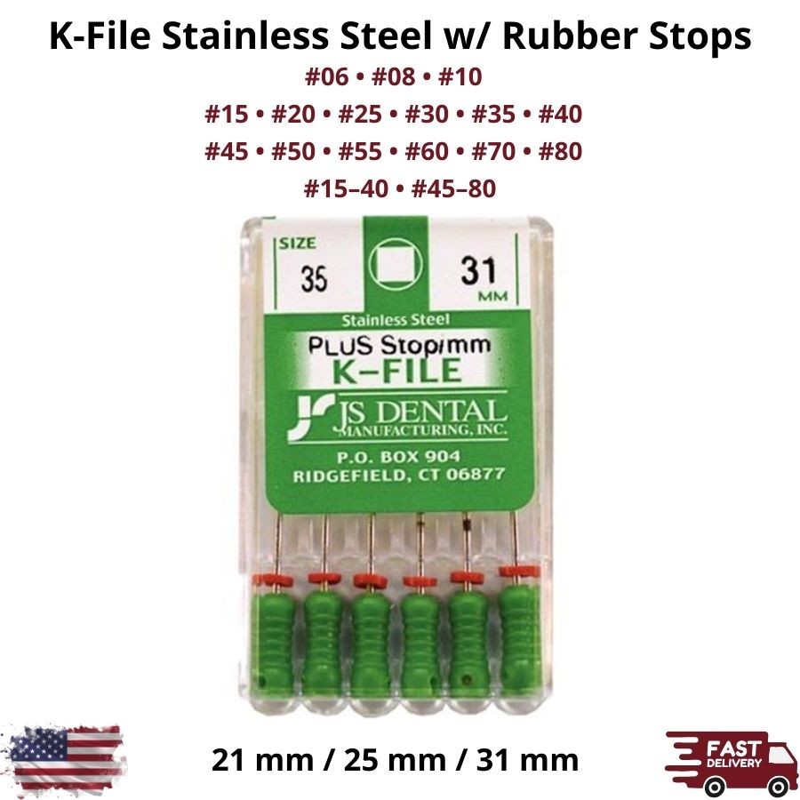 Dental Endo Root Canal K-Files Stainless Steel Size #06-80 21/25/31mm 6/30/60Pcs