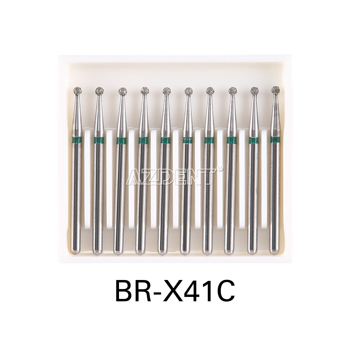 AZDENT 100pcs Dental Diamond Burs Ball Round FG 1.6mm for High Speed Handpiece