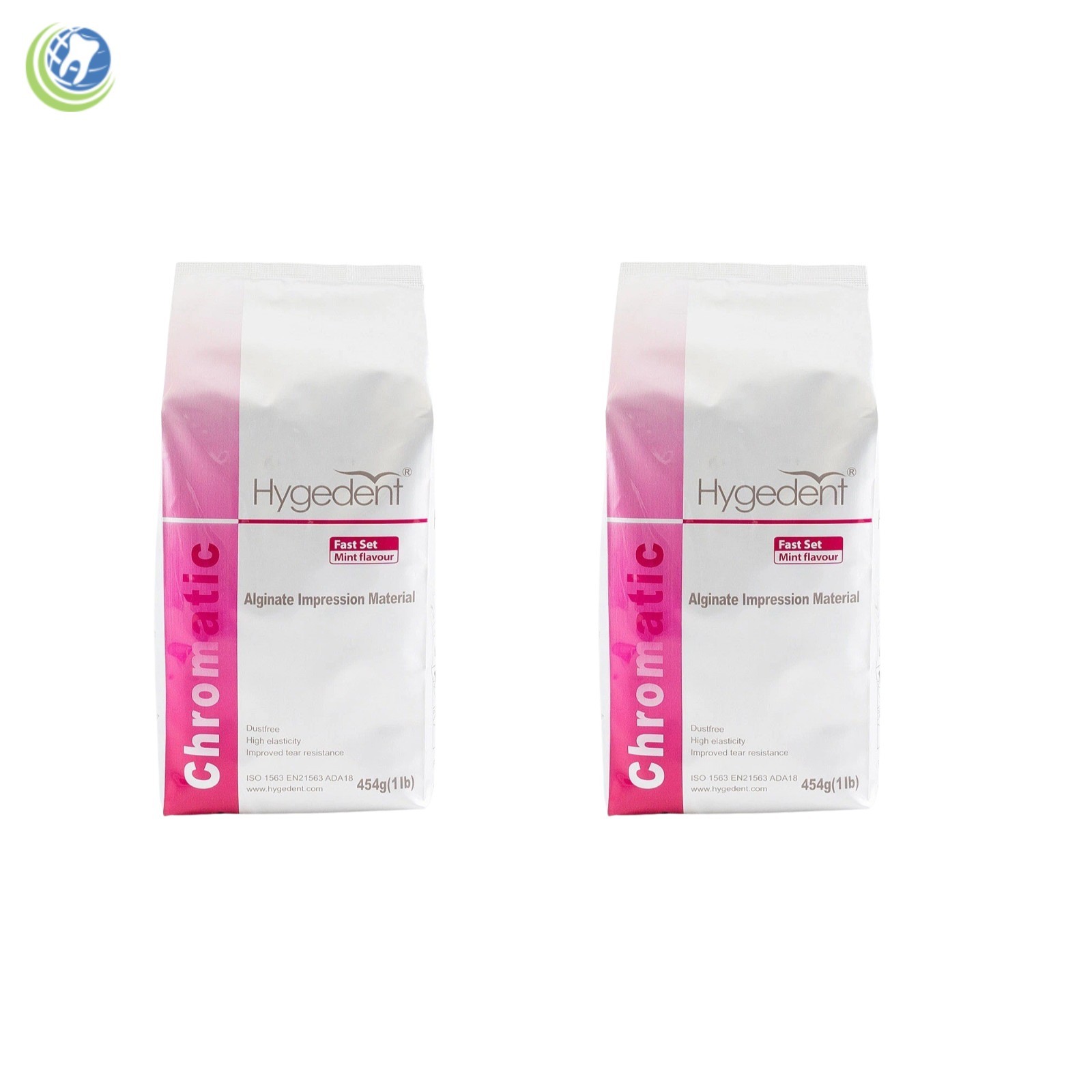 2 x Dental Chromatic Impression Alginate Fast Mint Dustless Hygedent 1 Lb Bag