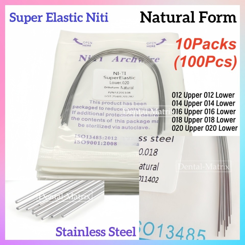 100 Dental Ortho Arch Wire Super Elastic Niti Stainless Steel Natural Form Round