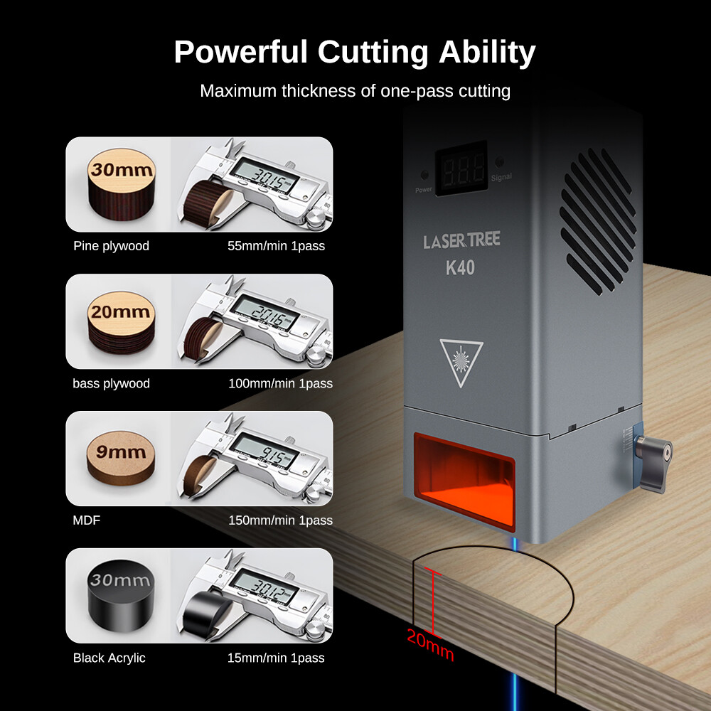 LASERTREE Optical Power 20W 30W 40W 60W Laser Head Cutting Engraver Module Tools