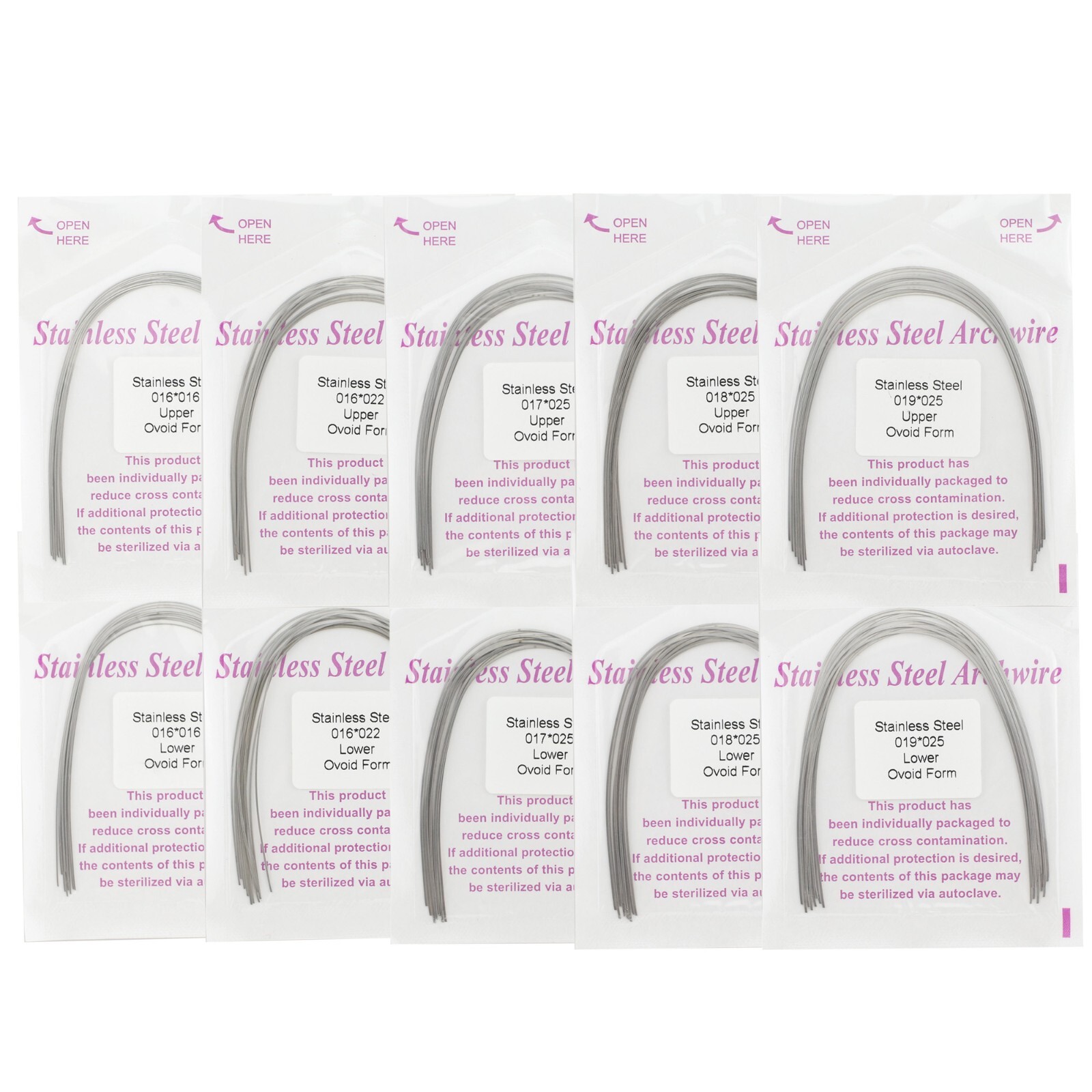 Dental Orthodontic Arch Wire Rectangular Ovoid Stainless Steel 16×16 17×25 18×25