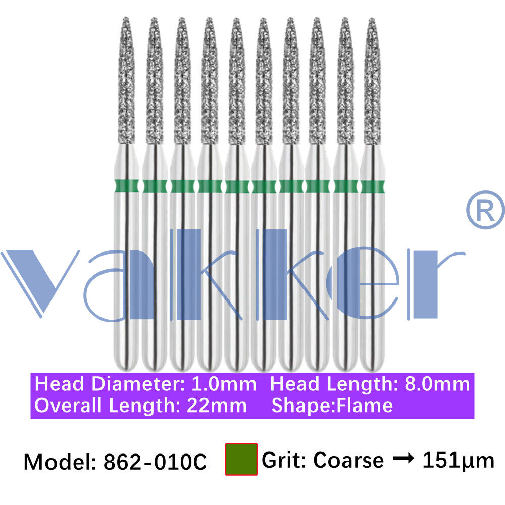 Vakker Dental Flame FG Diamond Bur 862-010C Coarse Grit 10/pk