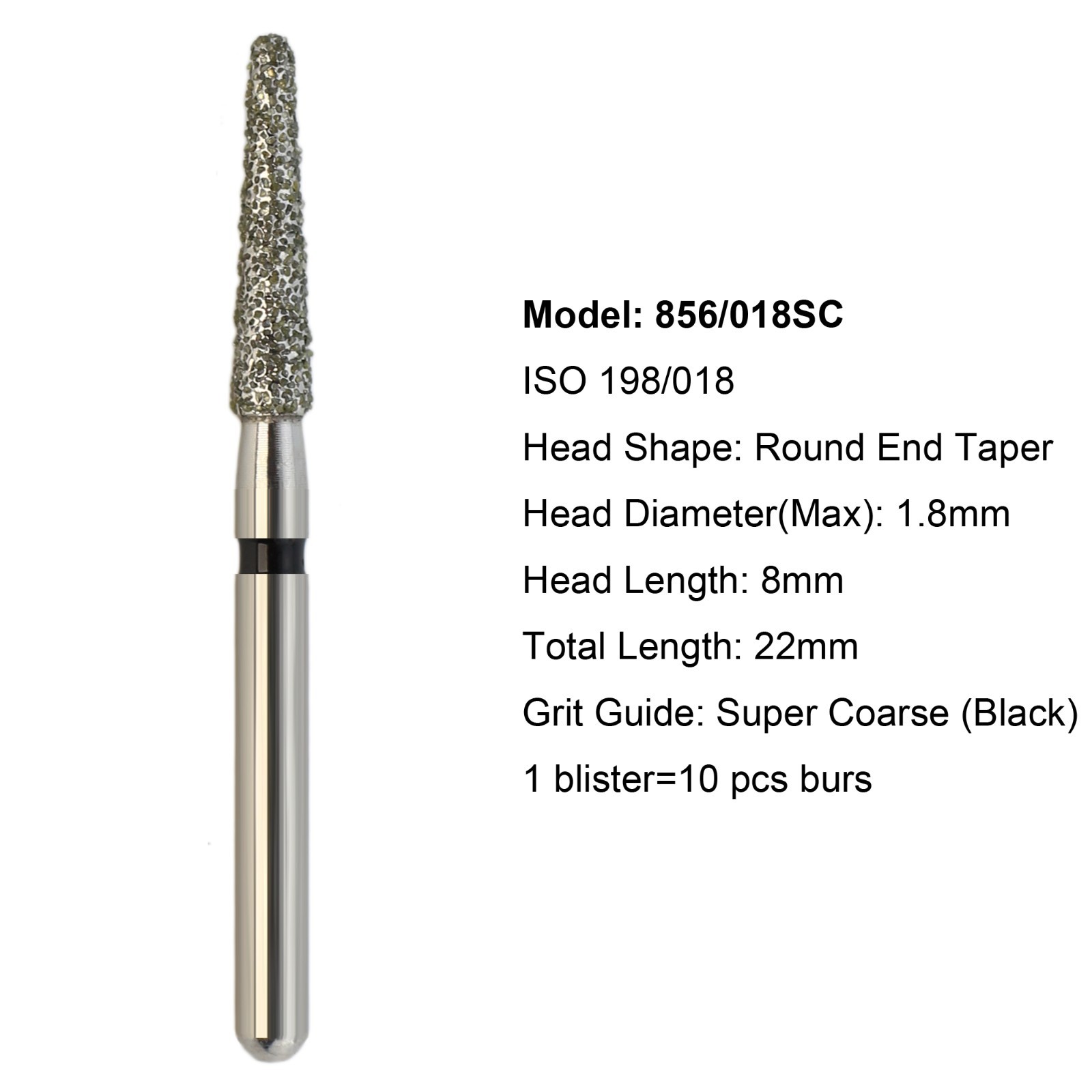 Dental Diamond Bur FG 856-018F 018SC Burs Super Coarse Fine Round End Taper Burr