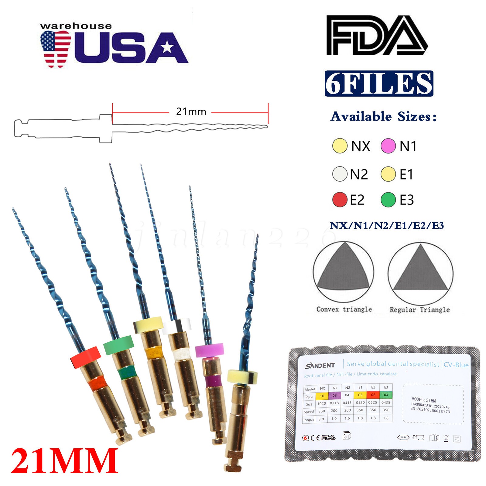 1-100Packs Dental X-Pro Endo Rotary Files Taper NITI Root Canal Files 21MM NEW