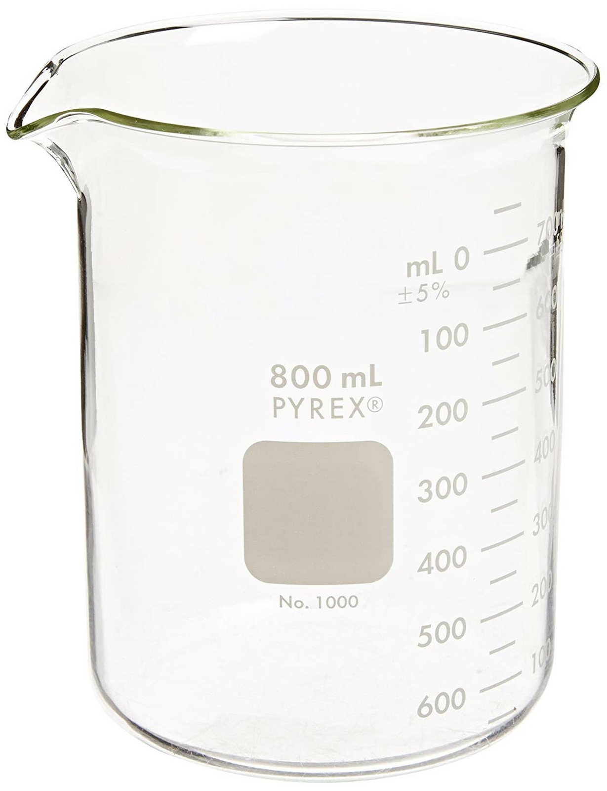800ml Glass Beaker, Griffin Low Form, Graduated, PYREX 1000-800 (Pack 6)