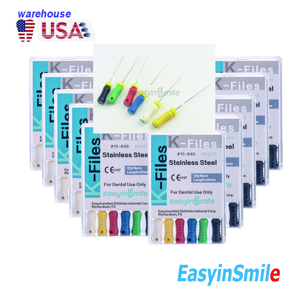 10packs Dental Endodontic Files K-Files Stainless Steel Hand Use 25mm #15- #40