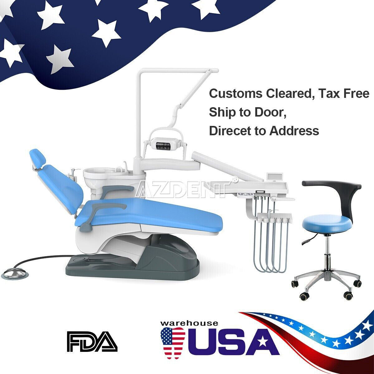 FDA Dental Unit Chair Computer Controlled DC Motor PU Hard Leather+ Doctor Stool