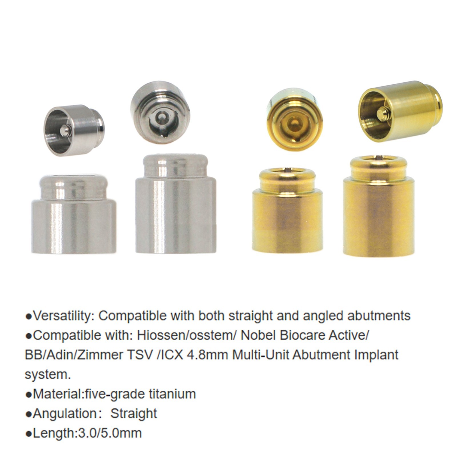 Multi-Unit 4.8 Locator Abutment For Hiossen/Nobel/Zimmer Straight Angled Implant