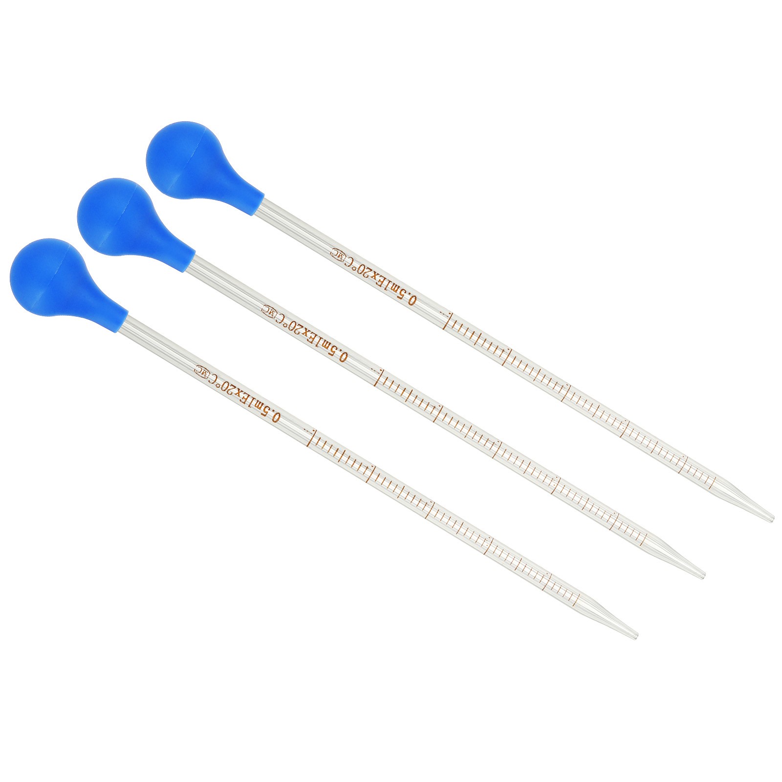Graduated Pipettes Lab Kit, 3pcs 0.5ml with Cap, 7.9″