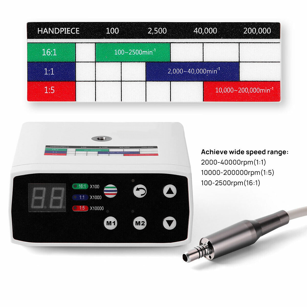 Dental Brushless Electric Micro Motor 1:1 Fiber Optic Contra Angle Handpiece DS