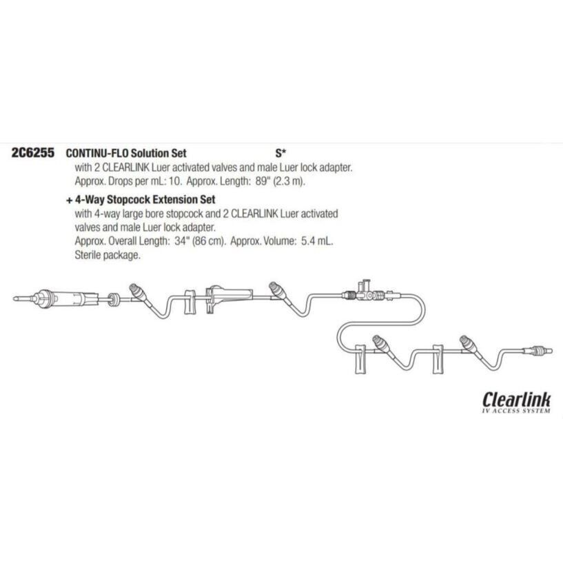 *1-Pack* Baxter Clearlink System 88″ Solution Set Sterile 2C6255