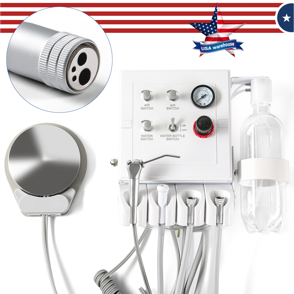 Portable Dental Turbine Unit Air Compressor/High&Low Speed Handpiece Kit 2/4Hole