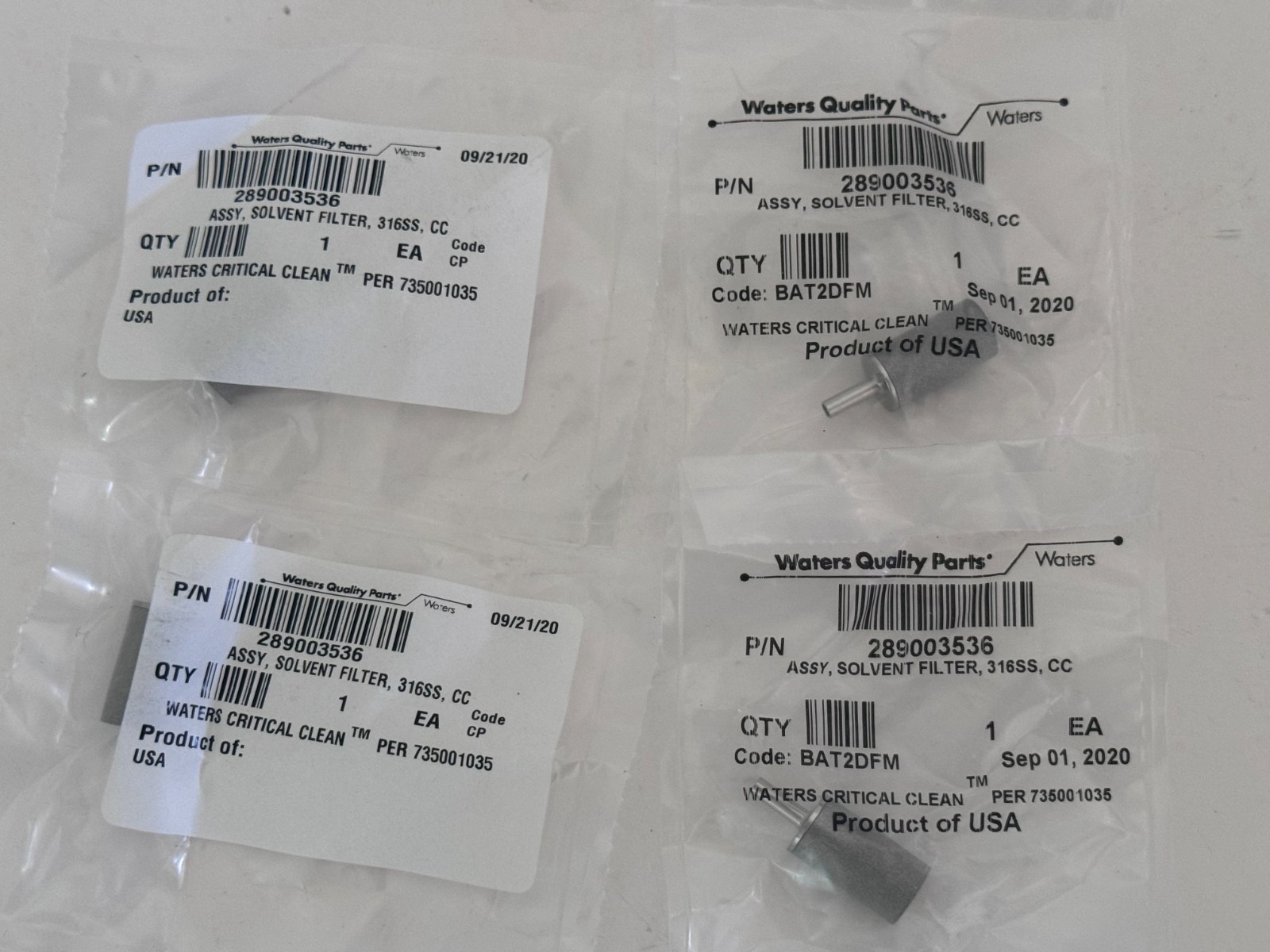 “LOT OF 4” WATERS 289003536 ASSY SOLVNET FILTER 316SS CC BAT2DFM