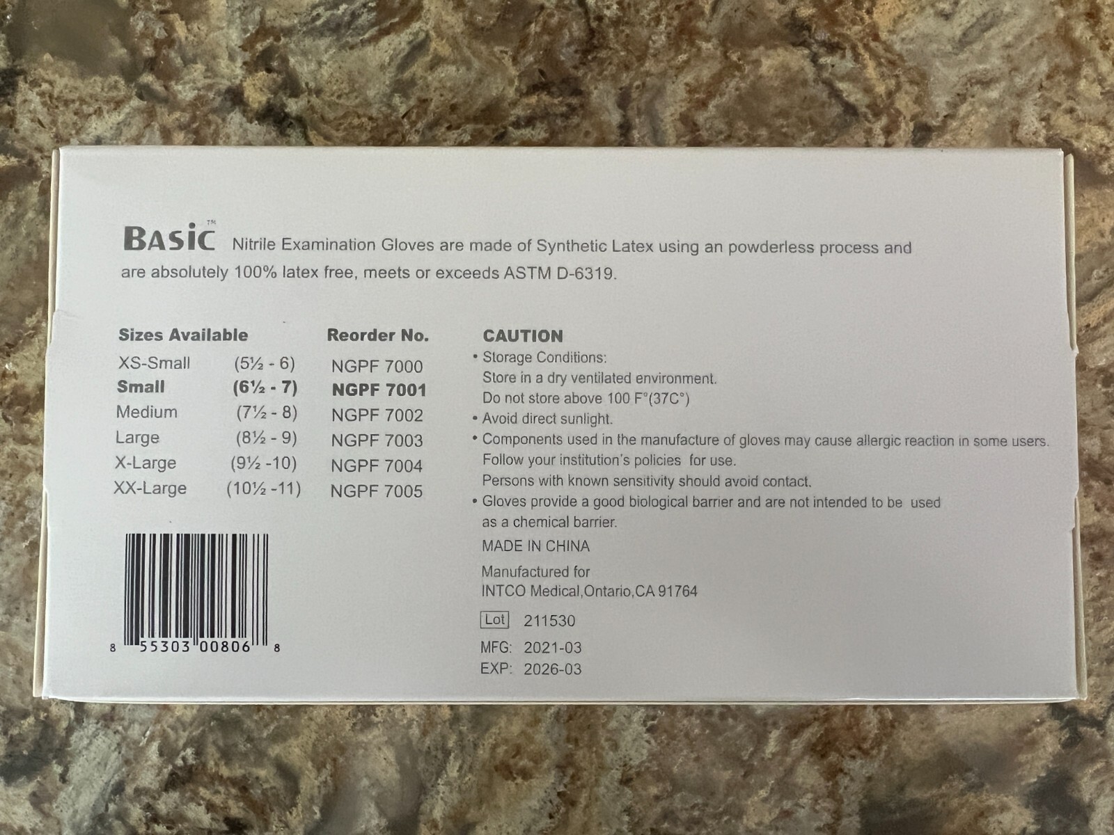 Basic Synguard Nitrile Exam Gloves NGPF 7001- Small 1 Pack of 100