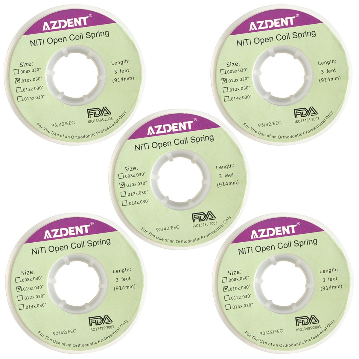 5X Dental Orthodontic Niti Open Coil Springs 010×030 inch, 3 feet (914mm)