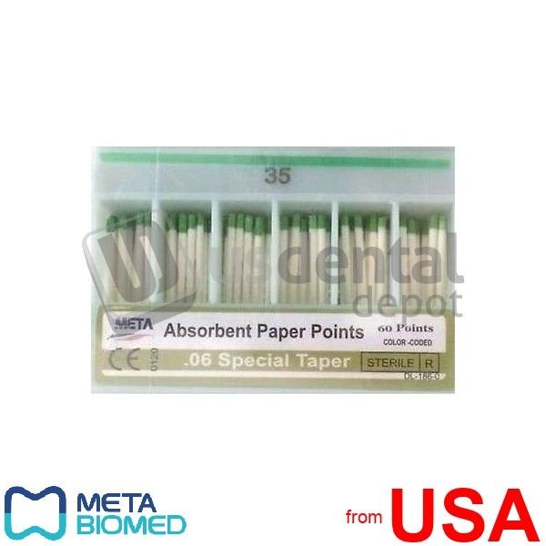 META Absorbent Paper Points .06 Taper Spill Proof #35- 60pk #RR-107673 107673