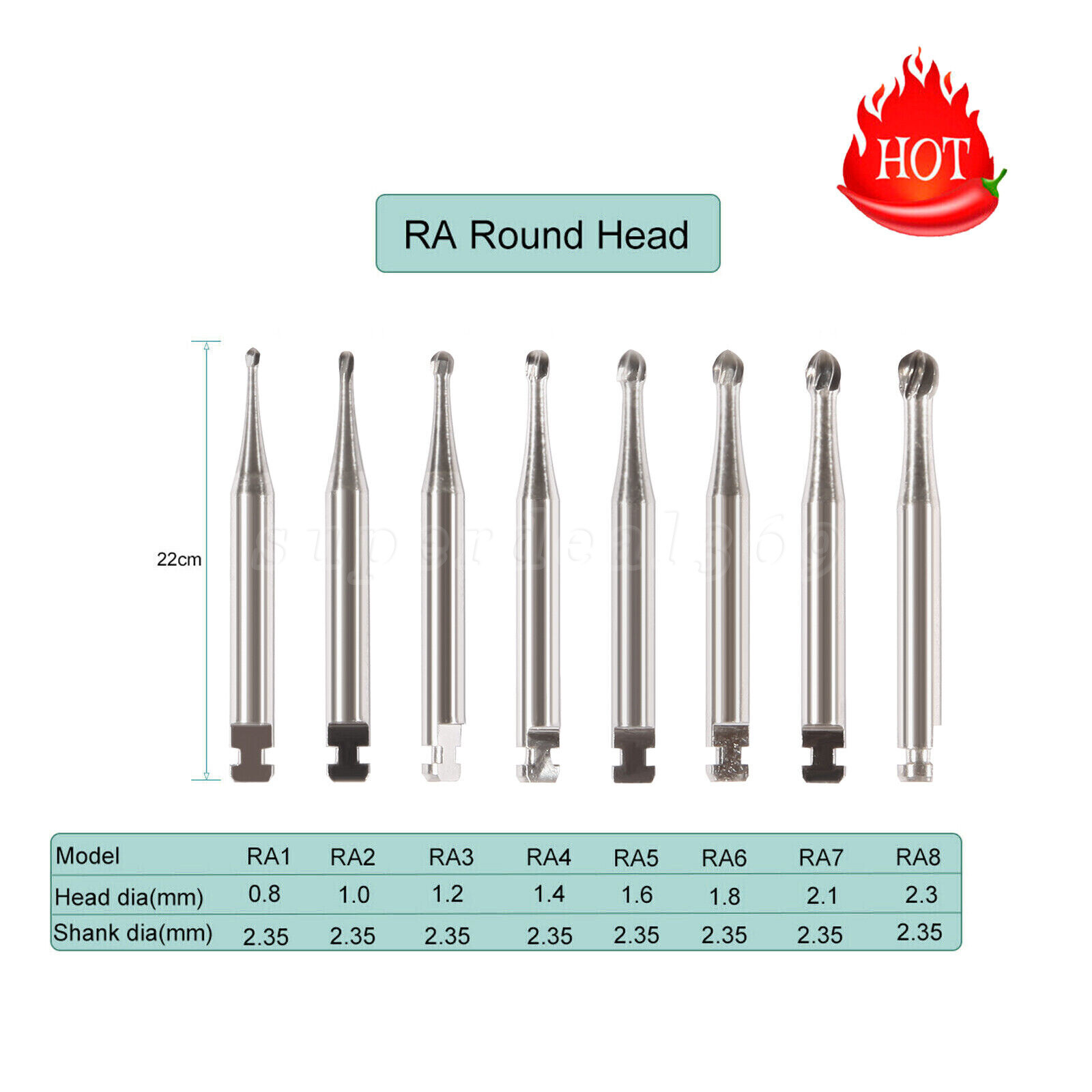 Dental RA #1-8 Round Carbide Bur for Slow Speed Latch Type #1-8 RA Burs OR