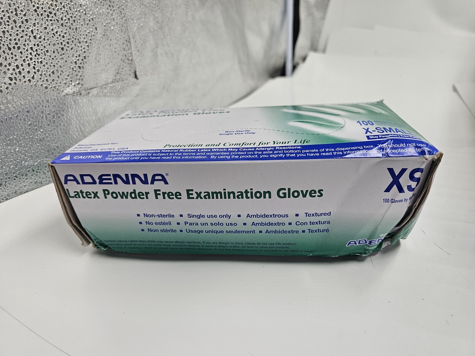 (QTY 100) Adenna Gold 6 mil Powder-Free Latex Glove White GLD260 X-Small