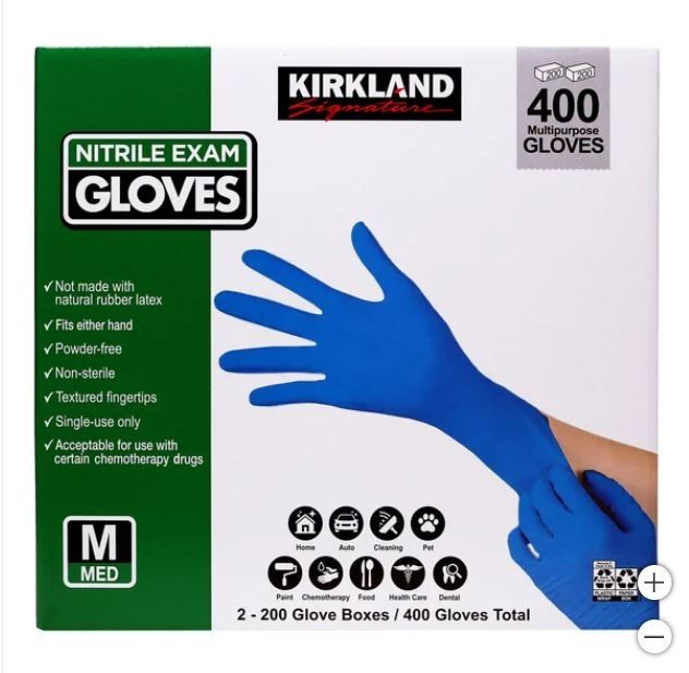 Kirkland Signature Nitrile Exam Gloves, 400-count, Size Medium NEW