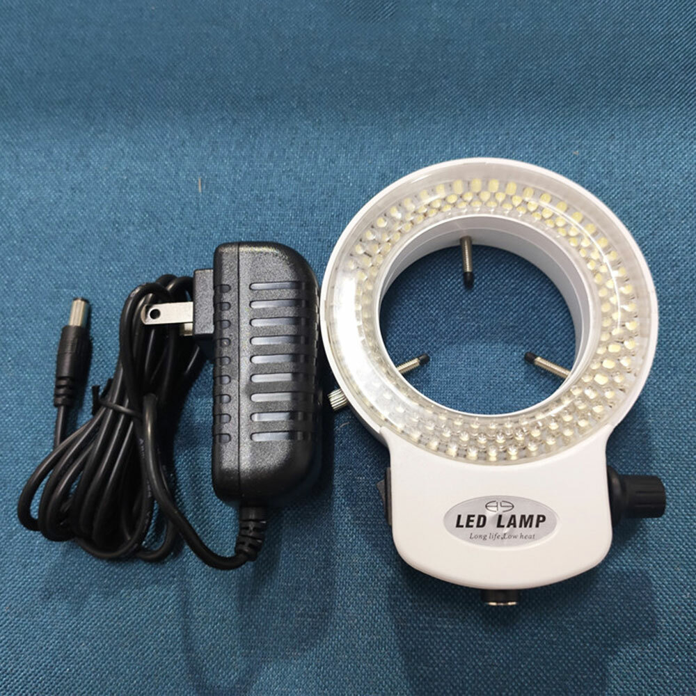 Adjustable 144 LED Bulb Microscope Ring Light Illuminator Lamp US Plug #LI