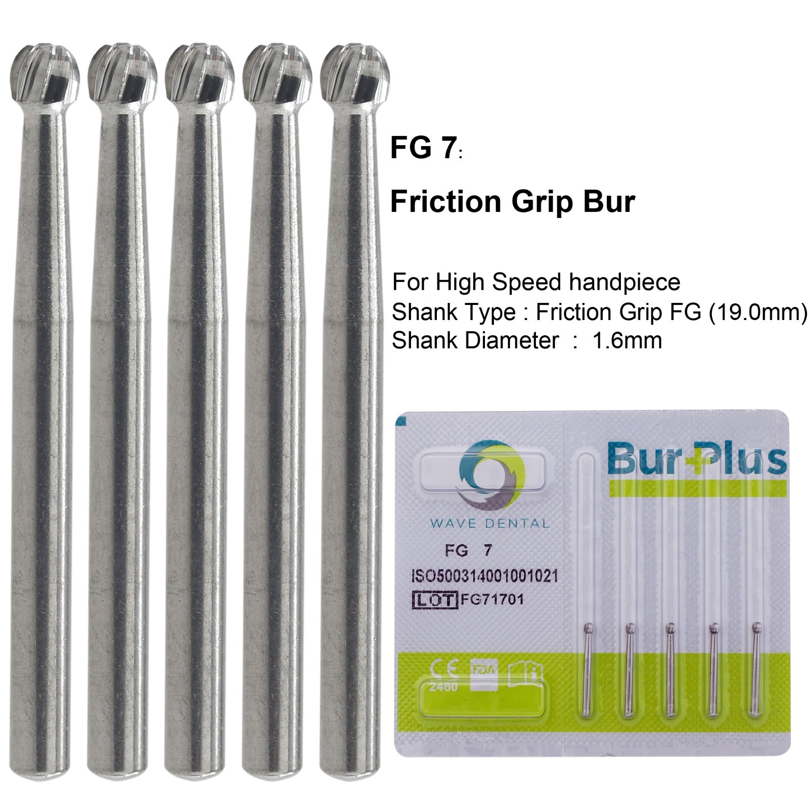 Wave Dental Round Carbide Bur FG Diamond Bur Surgical Long Round Ball High Speed