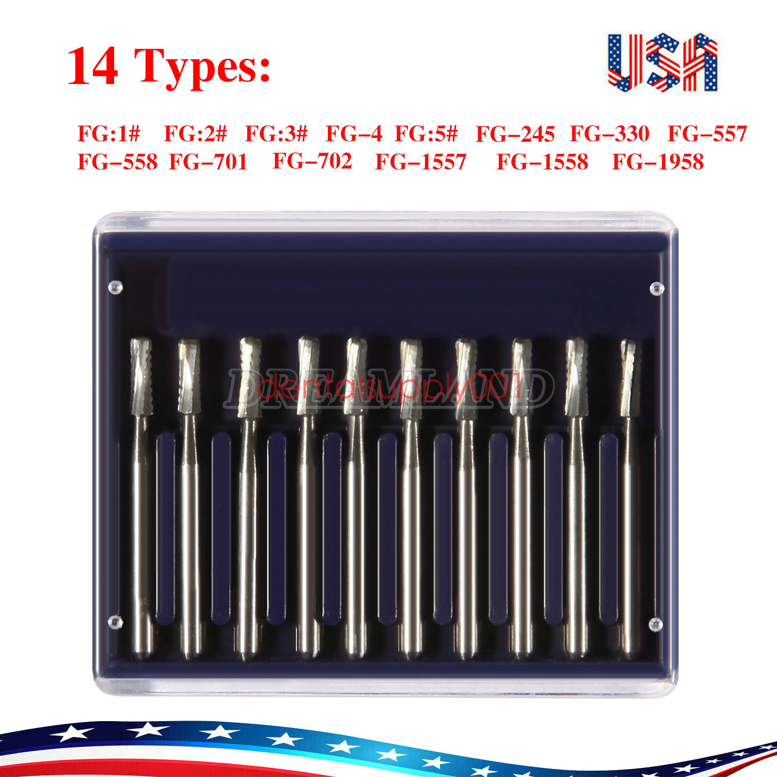 10-100Pcs Dental Carbide Burs for High Speed Handpiece Round Cone Bur Diamond FG