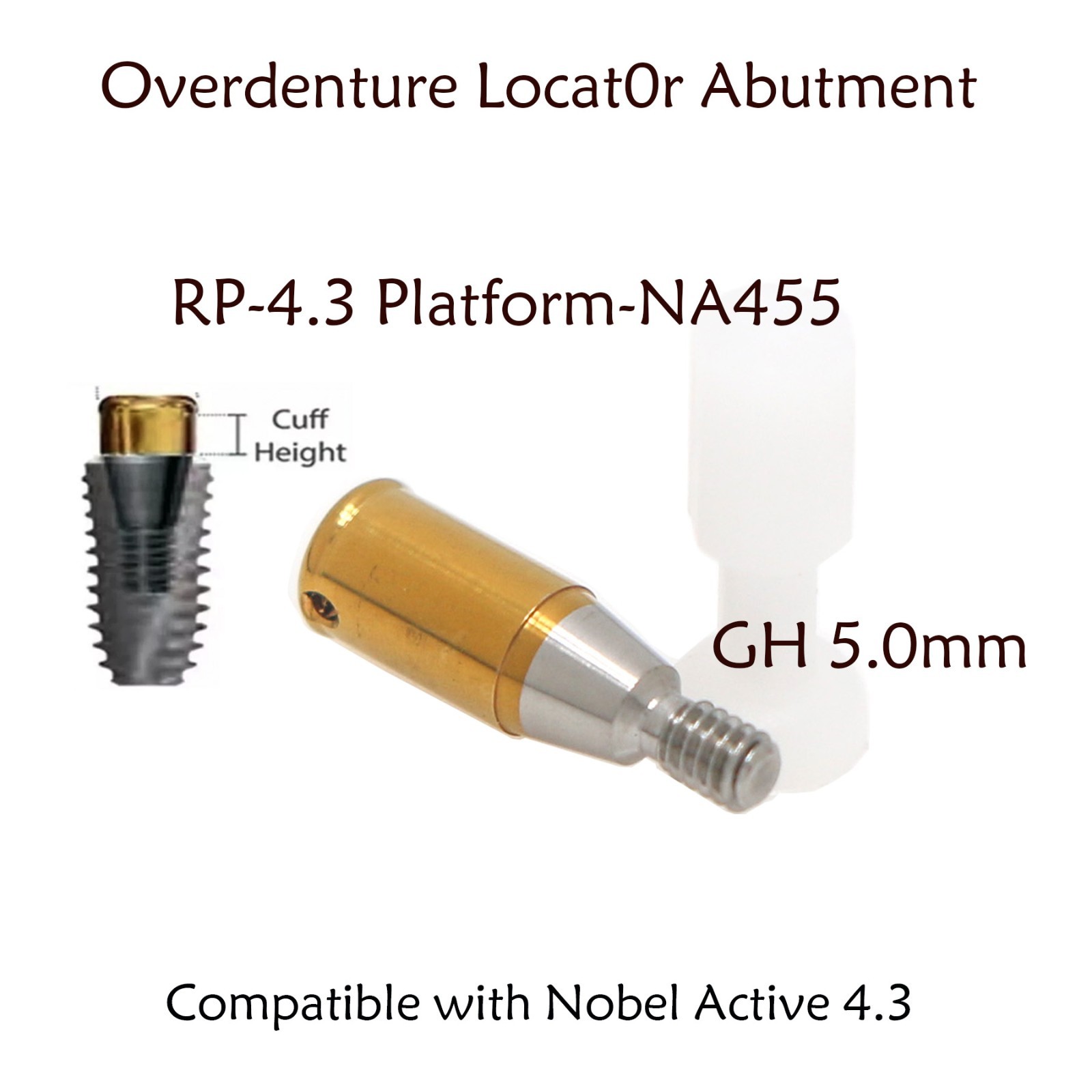 US Attachment Locator Abutment For Nobel Active NP/RP 1-5mm & Male Cap Inserts