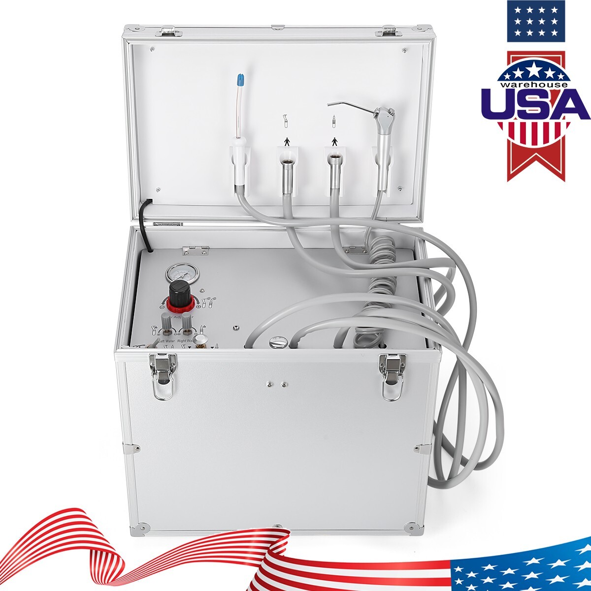 Dental Portable Mobile Delivery Unit System With Air Compressor 4Hole Suction