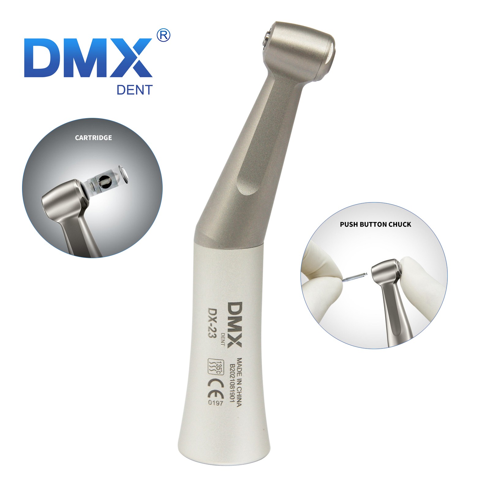 Dental Slow Low Speed Push Contra Angle Handpiece Fit Friction Grip 2.35mm Burs