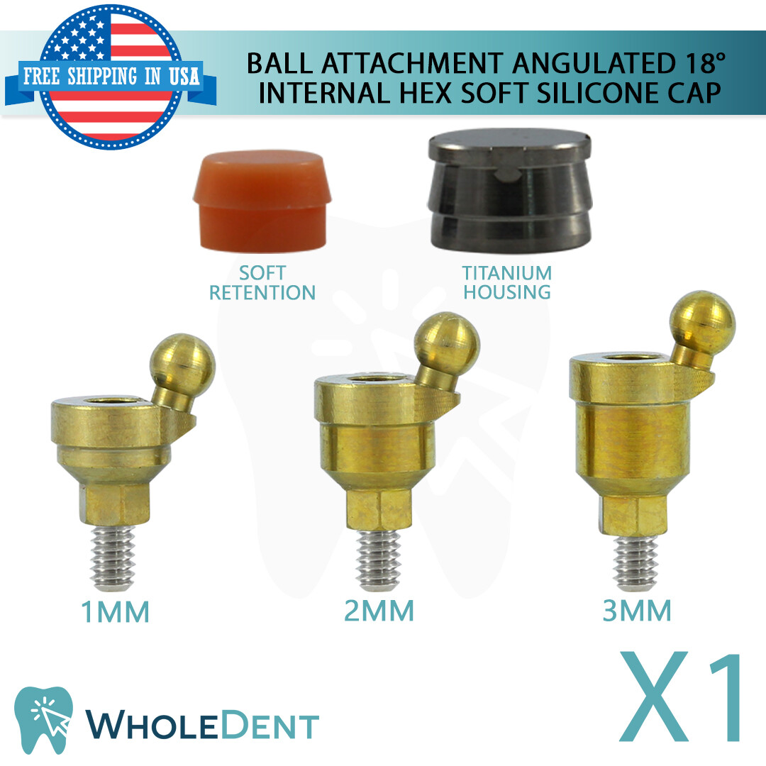 Angulated Ball Attachment 18° Soft Silicone Caps Dental Implant Int Hex