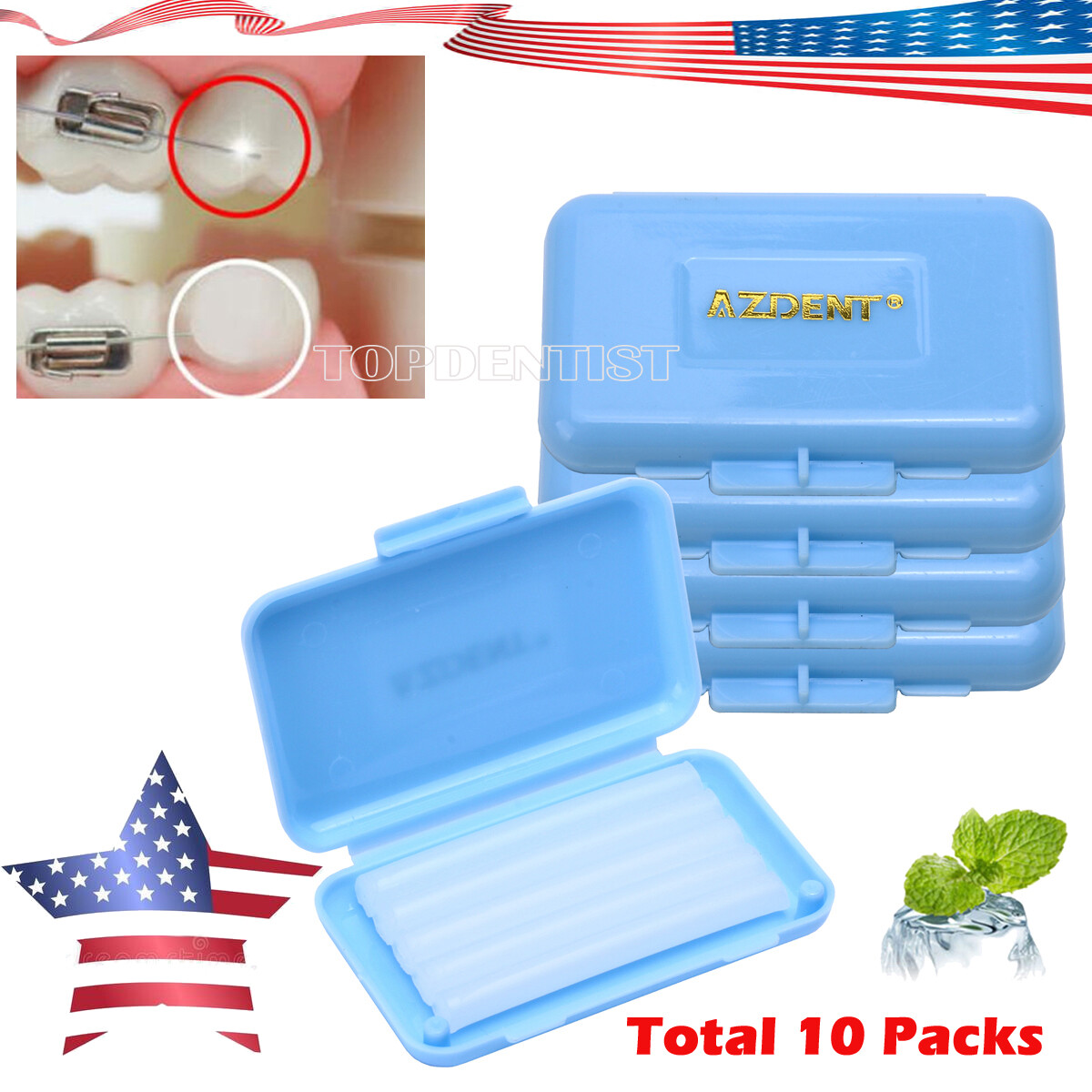 10pks Dental Orthodontics Wax Mint Scent Relief Braces Gum Irritation AZDENT