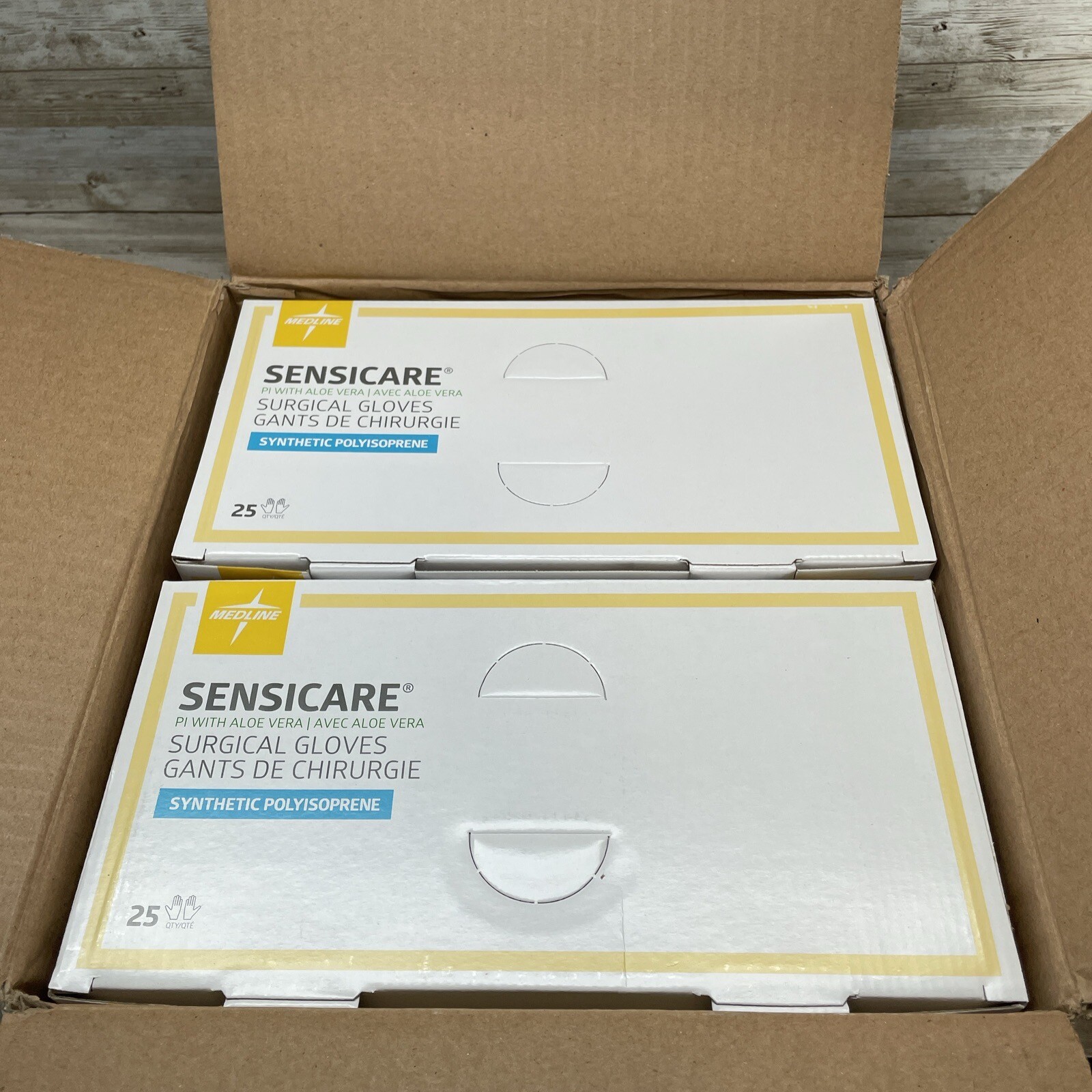 1 Case Sensicare Surgical Gloves PI w/ALOE VERA Synthetic Sterile Size: 6