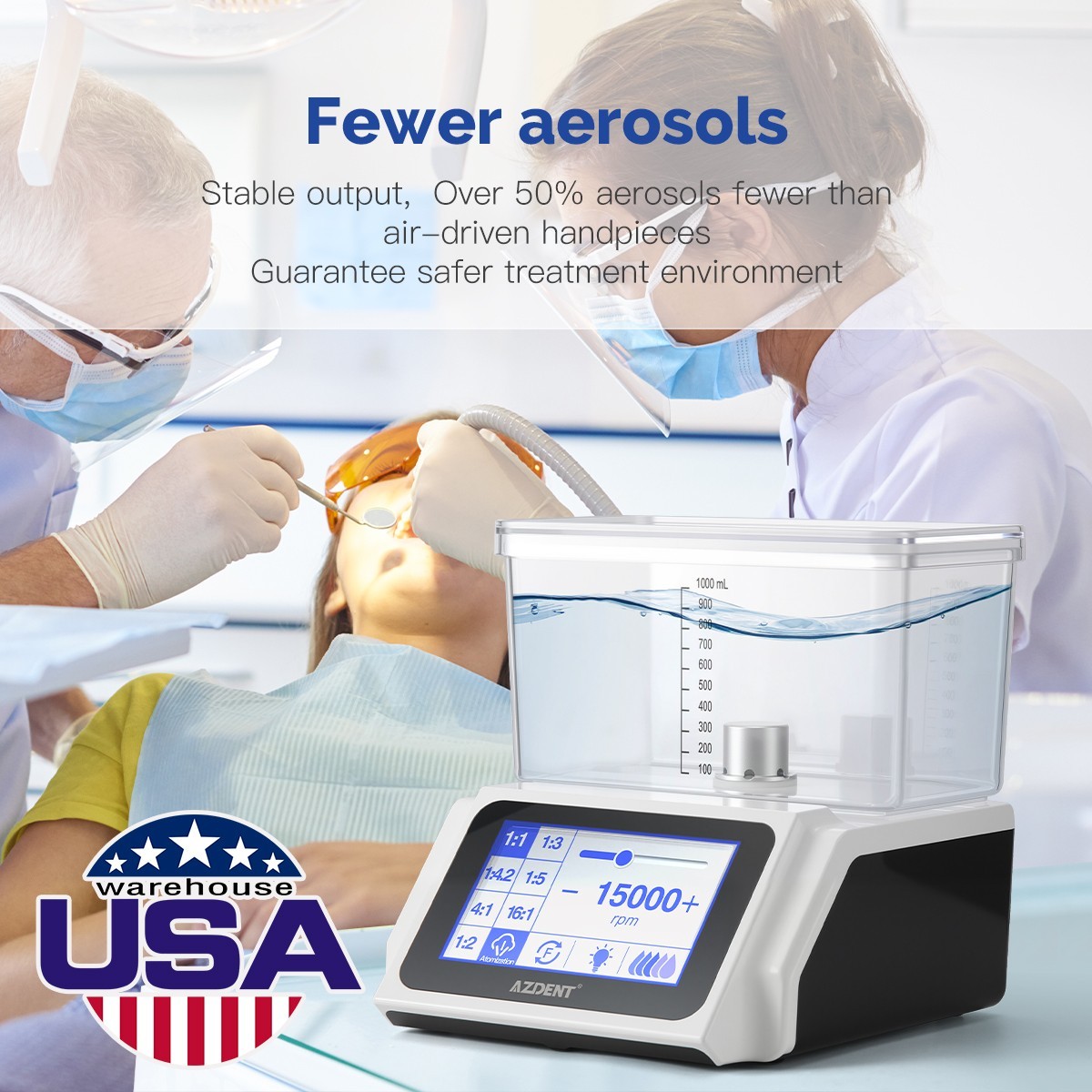 Dental Brushless LED Electric Micro Motor with Water Tank / 1:5 / 1:1 Handpiece